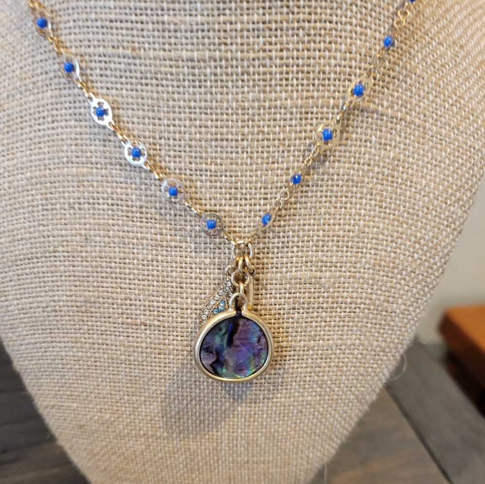 Macy's Gold & Blue Cabochon Necklace
